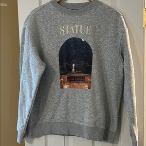 H&M Gray Statue Graphic Crewneck Sweater